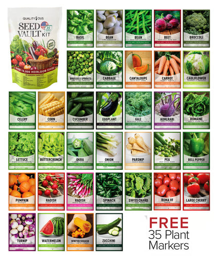🔥Last Day🚰Vegetable Seeds Vault Kit | 35 Variety Pack 16,000+ SEEDS TOTAL