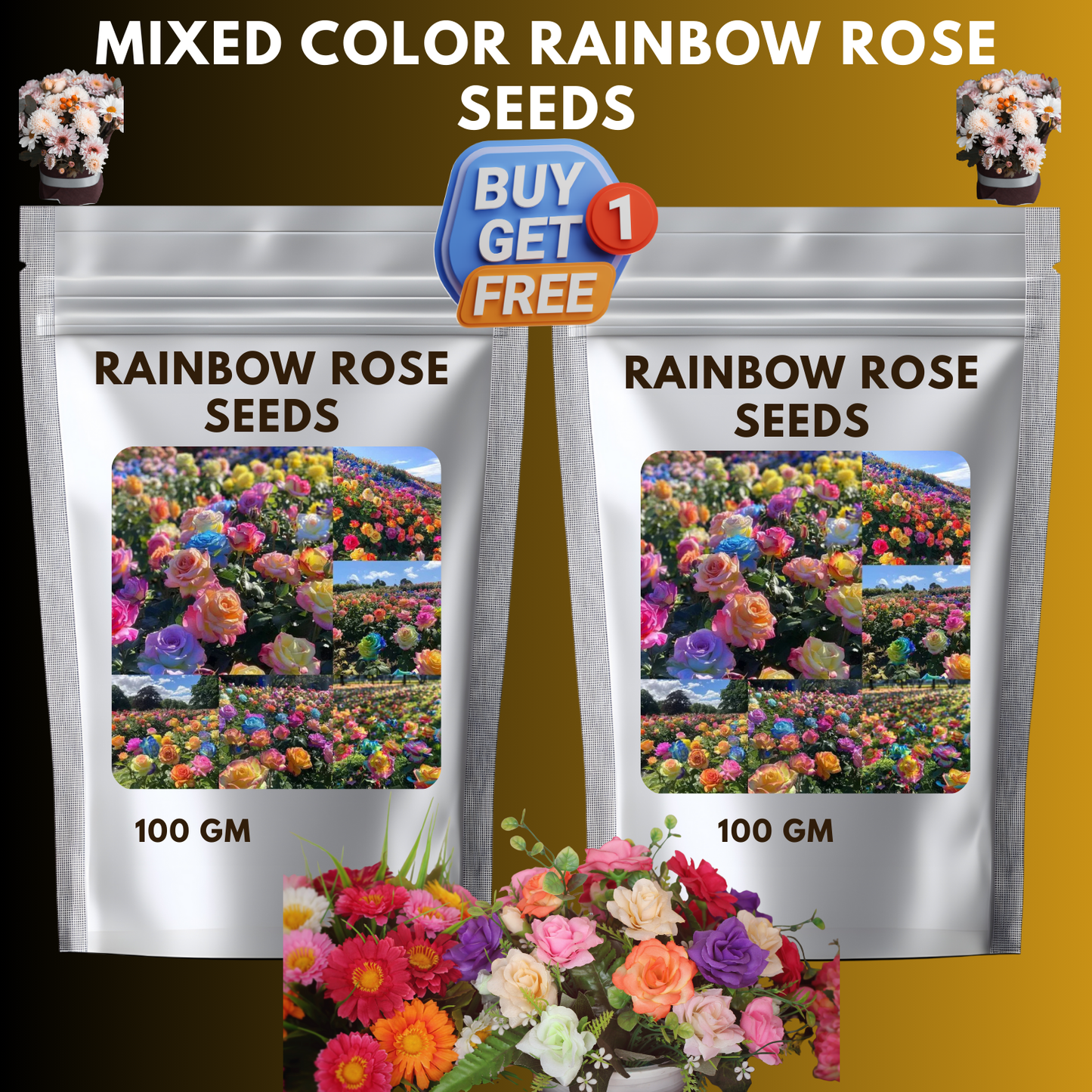 🌸mixed color rainbow rose seeds – 🌿perennial flower seeds / large flowers / easy to grow🌸🔥