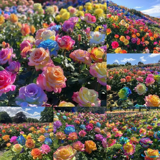 🌸Mixed Color Rainbow Rose Seeds – 🌿Perennial Flower Seeds / Large Flowers / Easy to Grow🌸🔥